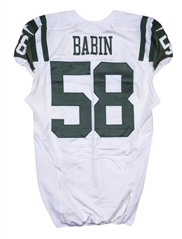 2014 Jason Babin Game Used New York Jets Road Jersey Photo Matched To 12/7/2014 